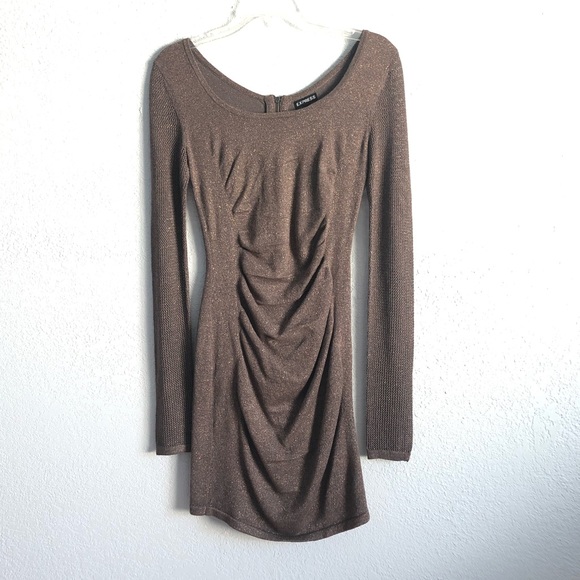 Express Dresses & Skirts - Express Brown Ribbed Side Sweater Dress